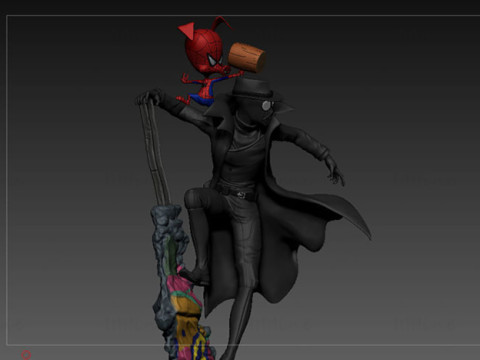 Spiderman Noir Washed Sculpture Ready to Print 3D-Druckmodell