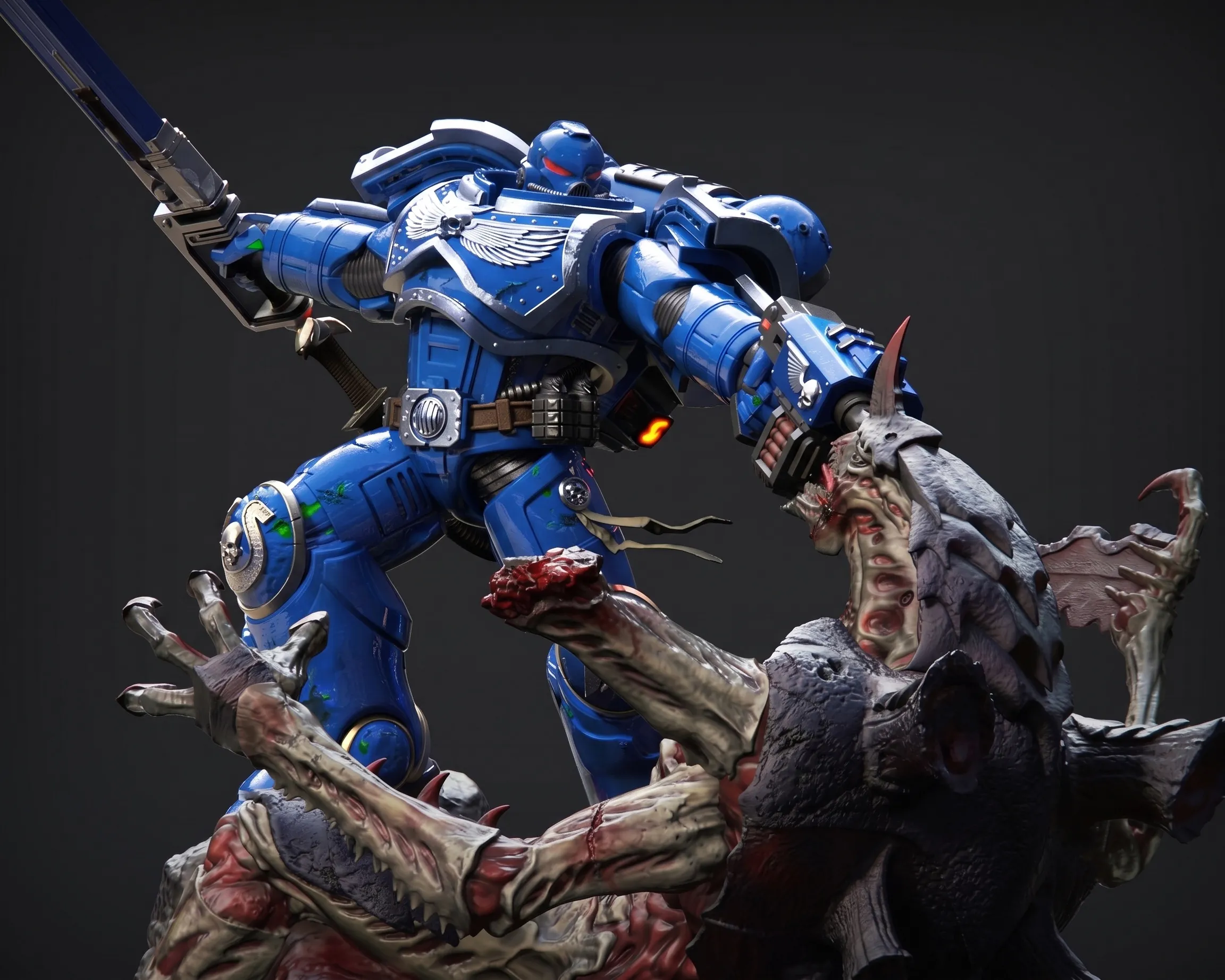 Warhammer 40K Space Marine STL 3D Printable Files 3D Print Model .c4d .max .obj .3ds .fbx .stl .blend 