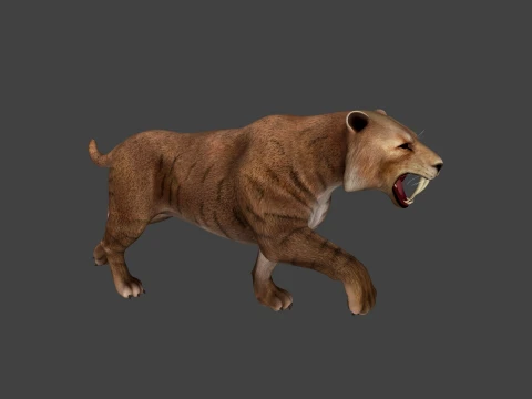 Realistic Saber Toothed Tiger Sculpture 3D Print Model 3D Print Model