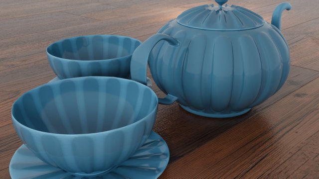 Tea set 3D Модель .c4d .max .obj .3ds .fbx .stl .blend 