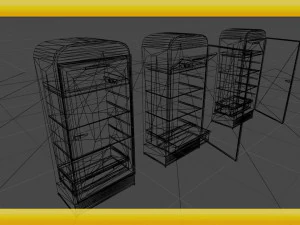 antique red refrigerator 3D Model