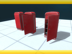 antique red refrigerator Modelo 3D