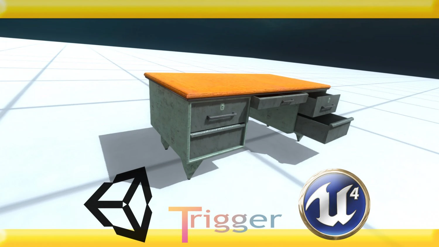 wooden desk 3D Model .c4d .max .obj .3ds .fbx .stl .blend