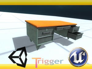 wooden desk Model 3D