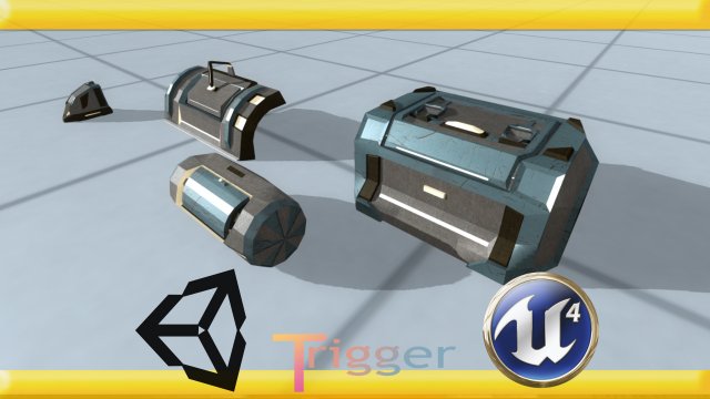 4 chests scifi 3D मॉडल .c4d .max .obj .3ds .fbx .stl .blend