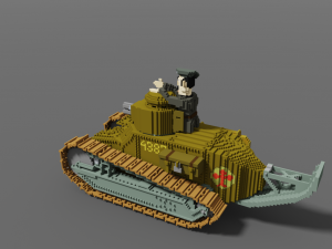 tank renault ft-17 base color Modello 3D