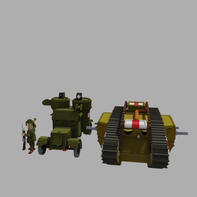 Armored car Austin Mk 4 Model 3D .c4d .max .obj .3ds .fbx .stl .blend 
