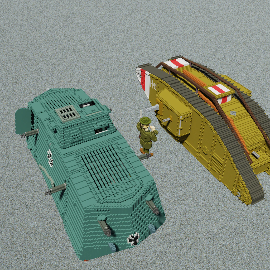 Tanks of the First World War A7V 3D Model .c4d .max .obj .3ds .fbx .stl .blend 