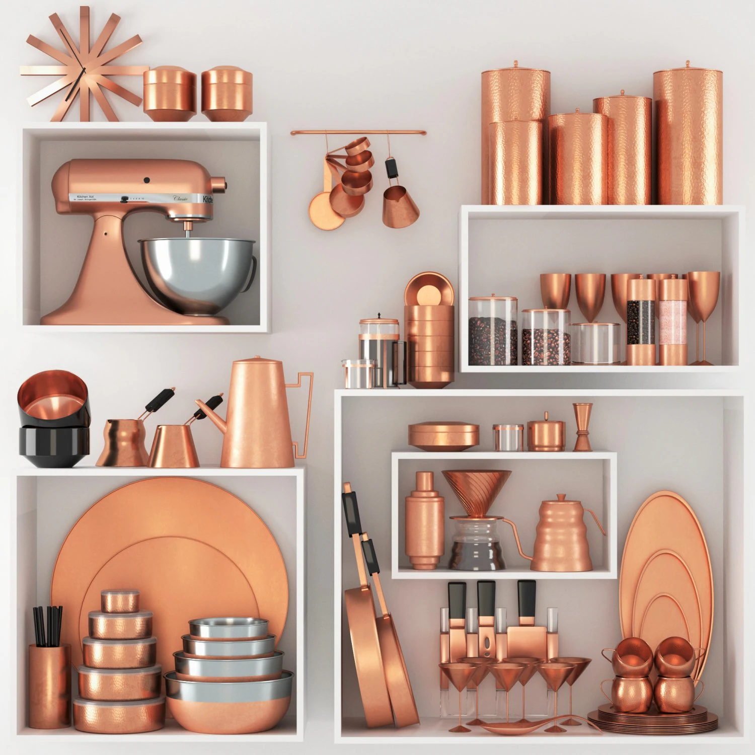 copper set 3D Model .c4d .max .obj .3ds .fbx .stl .blend 