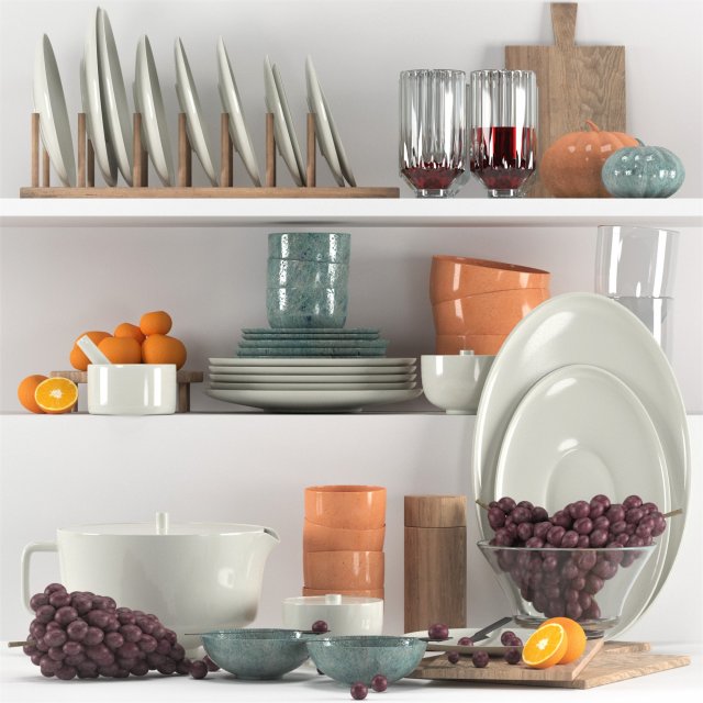 kitchen set 3D Model .c4d .max .obj .3ds .fbx .stl .blend 