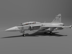 Jas 39d gripen - rigged 3D Модель