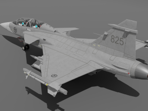 Jas 39d gripen - rigged 3D Модель