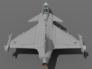 Jas 39d gripen - rigged 3D Модель