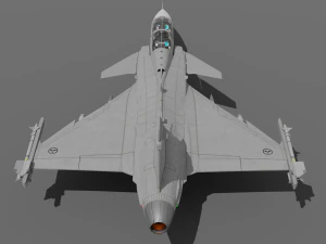 Jas 39d gripen - rigged 3D Model