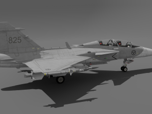 Jas 39d gripen - rigged 3D Модель