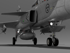 Jas 39d gripen - rigged 3D Модель