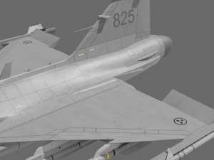 Jas 39d gripen - rigged 3D Модель