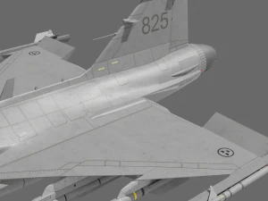 Jas 39d gripen - rigged 3D Model