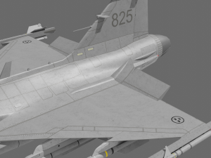 Jas 39d gripen - rigged 3D Модель