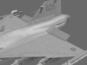 Jas 39d gripen - rigged 3D Model