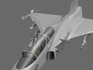 Jas 39d gripen - rigged 3D Модель