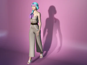 real-time 3d game girl character 2 3D Model