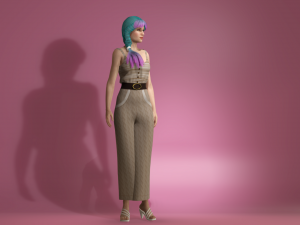 real-time 3d game girl character 2 3D Model
