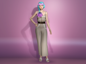 real-time 3d game girl character 2 3D Model
