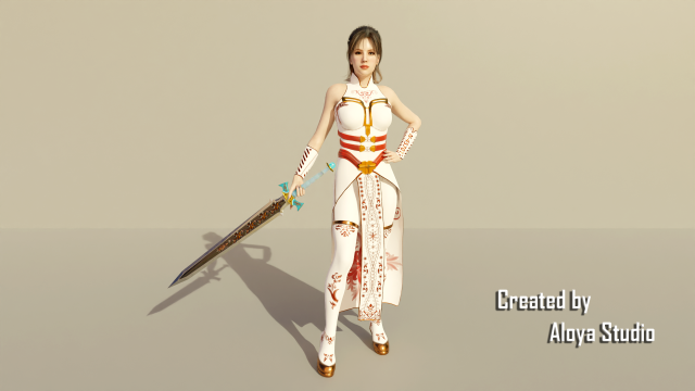 Female warrior - Fantasy 3d game ready character Model 3D .c4d .max .obj .3ds .fbx .stl .blend 