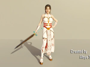 여성 전사 - 판타지 3D 게임 준비 캐릭터 3D 모델