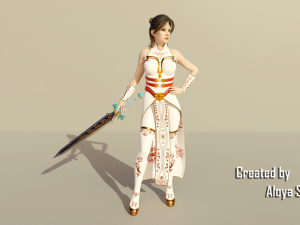 Female warrior - Fantasy 3d game ready character Model 3D