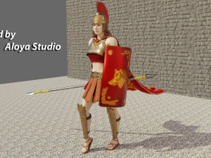 女性スパルタ戦士 - ゲーム対応 3D キャラクター 3Dモデル
