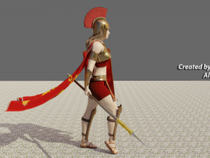 Female Spartan Warrior - Game Ready 3D Character 3D Model