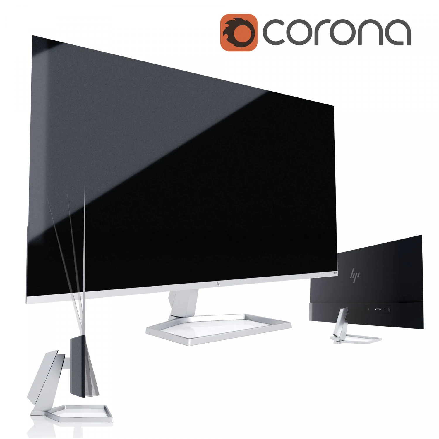 HP Monitor 27 3D Model .c4d .max .obj .3ds .fbx .stl .blend 