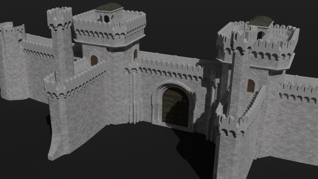 modular castle walls - 17 pieces with 1 trim sheet texture low-poly 3D Model .c4d .max .obj .3ds .fbx .stl .blend 