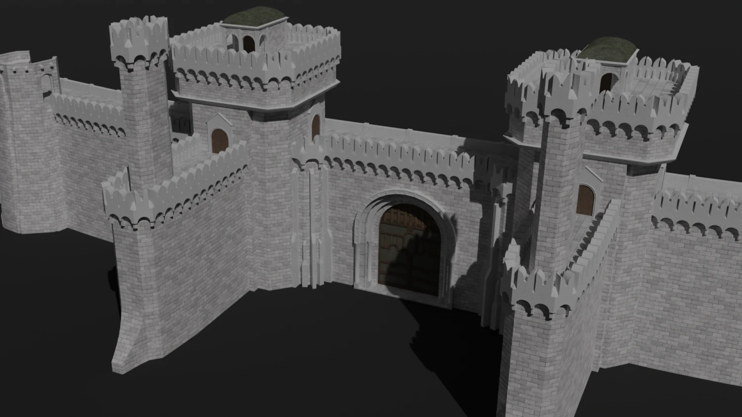modular castle walls - 17 pieces with 1 trim sheet texture low-poly 3D Model .c4d .max .obj .3ds .fbx .stl .blend 