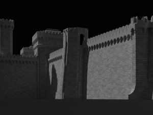 modular castle walls - 17 pieces with 1 trim sheet texture low-poly 3D Model