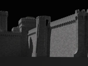 modular castle walls - 17 pieces with 1 trim sheet texture low-poly 3D Model