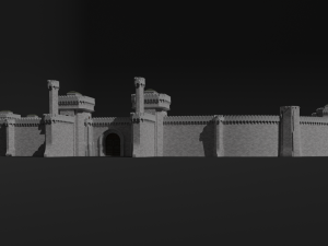 modular castle walls - 17 pieces with 1 trim sheet texture low-poly 3D Model