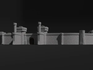 modular castle walls - 17 pieces with 1 trim sheet texture low-poly 3D Model