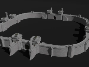 modular castle walls - 17 pieces with 1 trim sheet texture low-poly 3D Model
