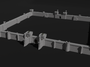 modular castle walls - 17 pieces with 1 trim sheet texture low-poly 3D Model