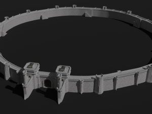 modular castle walls - 17 pieces with 1 trim sheet texture low-poly 3D Model
