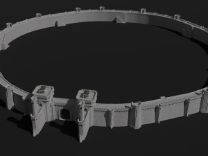 modular castle walls - 17 pieces with 1 trim sheet texture low-poly 3D Model