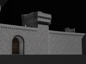 modular castle walls - 17 pieces with 1 trim sheet texture low-poly 3D Model