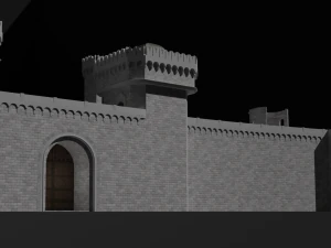 modular castle walls - 17 pieces with 1 trim sheet texture low-poly 3D Model
