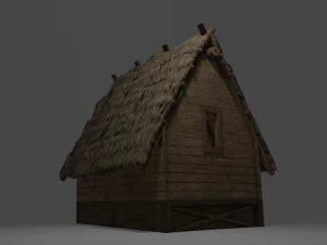 medieval village 5 piece pack 2x house warehouse silo church low-poly 3D Model