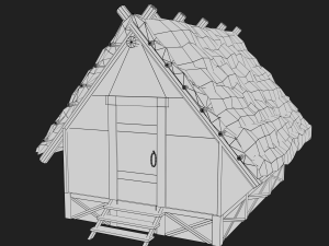 medieval village 5 piece pack 2x house warehouse silo church low-poly 3D Model