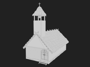 medieval village 5 piece pack 2x house warehouse silo church low-poly 3D Model
