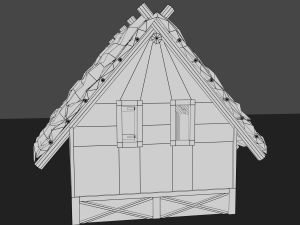 medieval village 5 piece pack 2x house warehouse silo church low-poly 3D Model